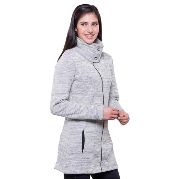 Kuhl Alaska Long Zip Front Sweater Jacket Heather Gray Black Marbled Size Small - Picture 16 of 16